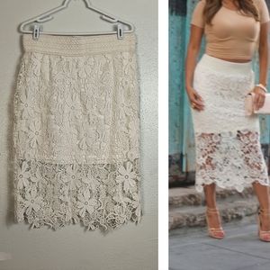 Degree Crochet Pencil Skirt Women's Size XL Off White Fairycore